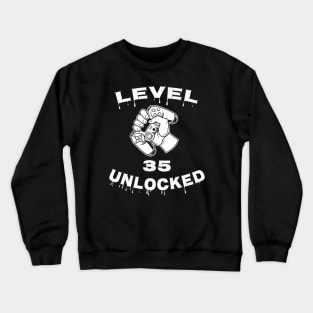 Level 35 Unlocked - Funny Mens 35th Birthday Gamer Crewneck Sweatshirt